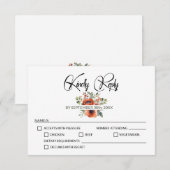 Cartons Réponse Mariage Floral Orange (Devant / Derrière)