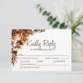 Cartons Réponse Mariage Floral Orange Brûlé Rustique (Debout devant)