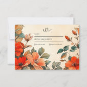 Cartons Réponse Mariage Floral Orange Rustique (Devant)