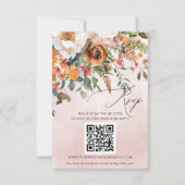 Cartons Réponse Mariage Floral Orange Rustique d'Automne QR CODE (Devant)