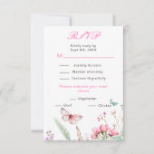 Cartons Réponse Mariage floral papillon rose de printemps (Devant)