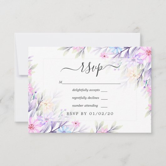 Cartons Réponse Mariage floral Pastel Watercolor (Devant)