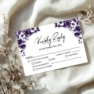 Cartons Réponse Mariage floral pourpre
