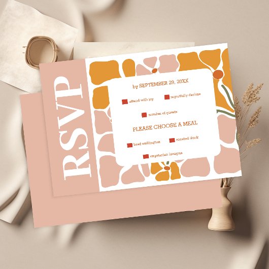 Cartons Réponse Mariage Floral Rétro Bohème Chic