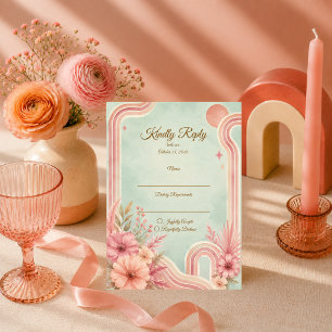 Cartons Réponse Mariage Floral Rétro Fantaisiste