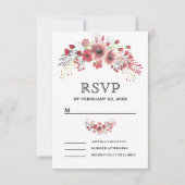 Cartons Réponse Mariage floral rose brun (Devant)