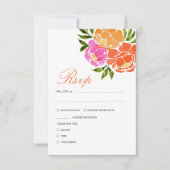 Cartons Réponse Mariage floral rose chaud et orange de automne (Devant)