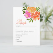 Cartons Réponse Mariage floral rose chaud et orange de automne (Debout devant)