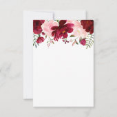 Cartons Réponse Mariage floral rose de Bourgogne (Dos)