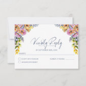 Cartons Réponse Mariage floral rose et orange vibre (Devant)