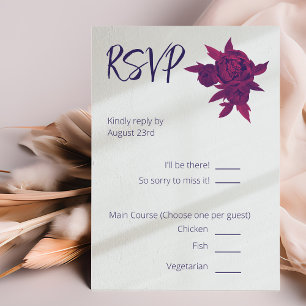 Cartons Réponse Mariage floral rose et violet brillant
