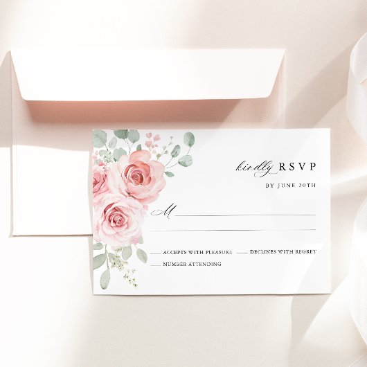 Cartons Réponse Mariage Floral Rose Fardé