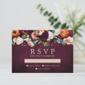 Cartons Réponse Mariage floral rose orange de Bourgogne (Debout devant)