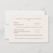 Cartons Réponse Mariage Floral Rose Pâle Bourgogne Romantique (Dos)