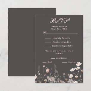 Cartons Réponse Mariage Floral Rose Pâle Printemps Fleur Sauvage
