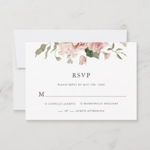 Cartons Réponse Mariage Floral Rose Poussiéreux
