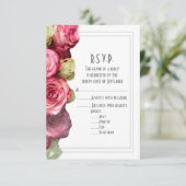 Cartons Réponse Mariage floral rose rose (Debout devant)