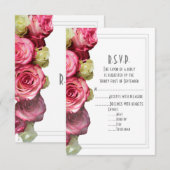 Cartons Réponse Mariage floral rose rose (Devant / Derrière)