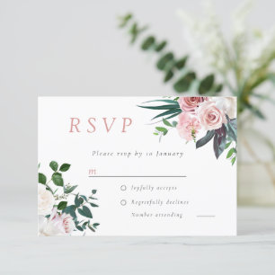 Cartons Réponse Mariage floral rose rose pâle Rose