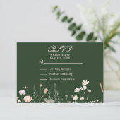 Cartons Réponse Mariage floral rose rose rose fleur sauvage (Debout devant)