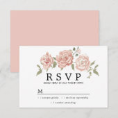 Cartons Réponse Mariage floral rose roux (Devant / Derrière)