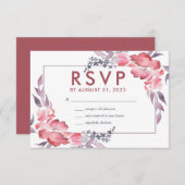 Cartons Réponse Mariage floral roux roux poussiéreux (Devant / Derrière)
