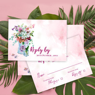 Cartons Réponse Mariage Floral Rustique Aquarelle Fleur Sauvage Ro