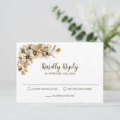 Cartons Réponse Mariage floral rustique d'automne (Debout devant)