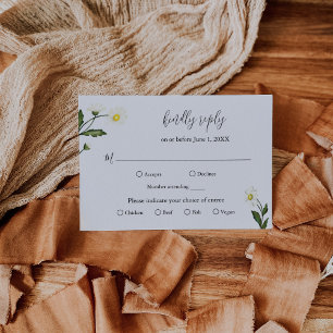 Cartons Réponse Mariage floral rustique de marguerite blanche