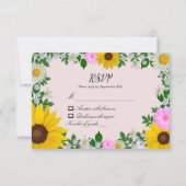 Cartons Réponse Mariage floral rustique Tournesol Daisy (Devant)