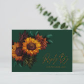 Cartons Réponse Mariage Floral Rustique Vert Brûlé Orange (Debout devant)