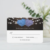 Cartons Réponse Mariage Floral Rustique Violet et Bleu (Debout devant)