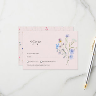 Cartons Réponse Mariage Floral Simple Moderne avec des Fleurs Sauv