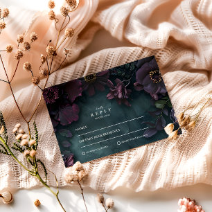 Cartons Réponse Mariage Floral Sombre et Élégant
