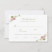 Cartons Réponse Mariage Floral Vert Rose (Devant)