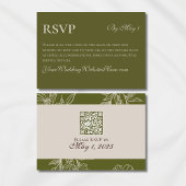 Cartons Réponse Mariage floral vert rustique QR