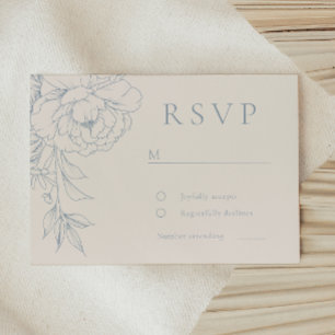 Cartons Réponse Mariage Floral Vintage Bleu Élégant