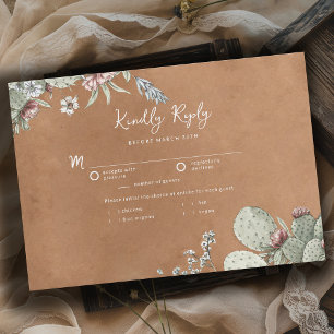 Cartons Réponse Mariage Floral Vintage Western Cowboy Sud-Ouest