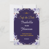 Cartons Réponse Mariage Floral Violet Enregistrer La Date (Devant)