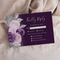 Mariage Floral Violet Foncé Choix de Repas Argent