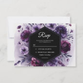 Cartons Réponse Mariage floral violet numérique romantique (Devant)