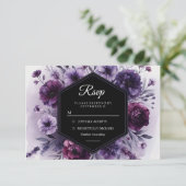Cartons Réponse Mariage floral violet numérique romantique (Debout devant)