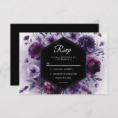 Cartons Réponse Mariage floral violet numérique romantique (Devant / Derrière)