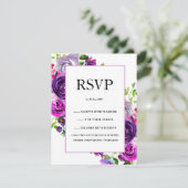 Cartons Réponse Mariage floral violet romantique (Debout devant)