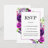 Cartons Réponse Mariage floral violet romantique (Devant / Derrière)