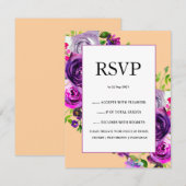 Cartons Réponse Mariage floral violet romantique (Devant / Derrière)