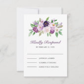 Cartons Réponse Mariage Floral Violet Rustique (Devant)