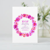 Cartons Réponse Mariage floral wreath rose (Debout devant)