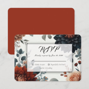 Cartons Réponse Mariage Florales de l'Automne Rustique et Maussade