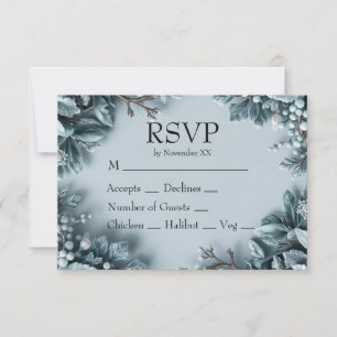 Cartons Réponse Mariage Florales hivernales givrees
